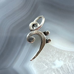 Sterling Bass Clef Charm, Marching Band Jewelry, Musical Notes ,Marching Band Charms, Music Charms,Sheet music charm, Orchestra jewelry