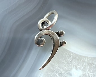 Sterling Bass Clef Charm, Marching Band Jewelry, Musical Notes ,Marching Band Charms, Music Charms,Musical Staff charm, Orchestra jewelry