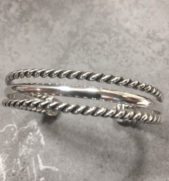 Vintage Taxco Sterling Cuff Bangle, Sterling Braid
