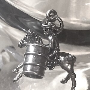 Sterling Barrel Rider charm,Sterling Vintage 3D Barrel Racer Charm,Sterling Rodeo Charm,Silver Western Charm, Western Jewelry,Western Charms