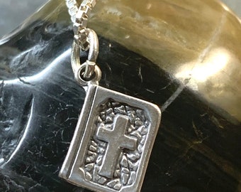 Sterling Silver Holy Bible Charm, Sterling Bible Charm, Christian Jewelry , Holy Bible Charm Christan charms,
