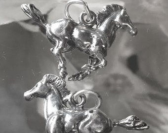 Sterling Mustang Charm, Sterling Horse Charm, Sterling Galloping Horse Charm,Western Jewelry ,Western Charms,, Equestrian Charm