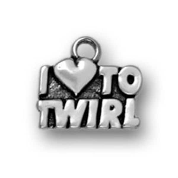 Sterling I Love to Twirl Charm, Marching Band Charm, Drum Major Charm, Twirl Jewelry, Twirl Charms, Majorette Charm
