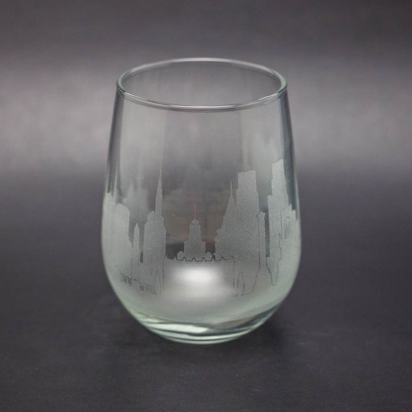 Istanbul Turkey Skyline Wine Glass Tumbler & Stemless Wine Glass Etched Gift - Custom Stemware - Personalized Engraved Modern Cityscape