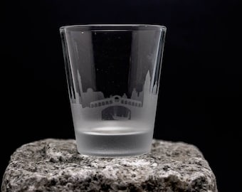 Venice Italy Skyline set of 4 - 2 oz. shot glasses - custom barware gifts - city glassware personalized modern engraved cityscape