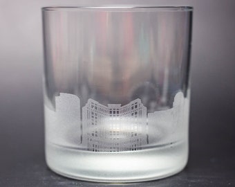 Las Vegas NevadaSkyline Custom Etched Old Fashioned Rocks Whiskey Cocktail Glass Barware Gift Personalized Engraved Cityscape Cup