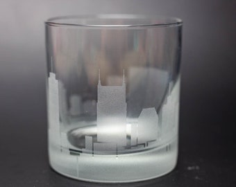 Nashville Tennessee Skyline Custom Etched Old Fashioned Rocks Whiskey Cocktail Glass Barware Gift Personalized Engraved Cityscape Cup