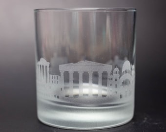 Athens Greece  Skyline Custom Etched Old Fashioned Rocks Whiskey Cocktail Glass Barware Gift Personalized Engraved Cityscape Cup