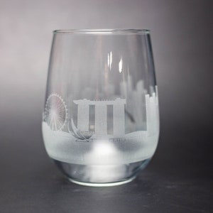Singapore Skyline Wine Glass & Stemless Goblet -  FREE Personalization - Urban Traveler Souvenir - Etched City Landmark Map Keepsake