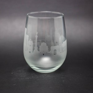 Bordeaux Frankreich Skyline Weinglas & Stemless Becher - KOSTENLOSE Personalisierung - Urban Traveller Souvenir - Geätztes Stadt-Landkarten-Andenken