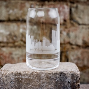 16 x 7,5 cm Dose aus der Dose von DetroitMichigan Skyline Glasdose - Eiskaffeetasse - Home Coffee Bar Essential - KOSTENLOSE Peronalisierung - Urban Wahrzeichen Map Souvenir