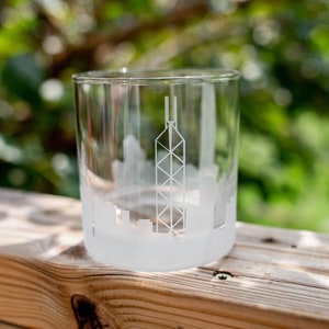 Hong Kong China Skyline Custom Etched Old Fashioned Rocks Whiskey Cocktail Glass Barware Gift Personalized Engraved Cityscape Cup image 1
