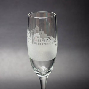 Rome Italy Skyline Champagne Flute Custom - FREE Personalization -  - Etched Urban City Landmark Map - Custom Barware Essentials