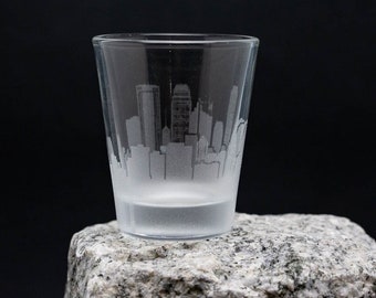 Minneapolis Minneapolis Skyline set of 4 - 2 oz. shot glasses - custom barware gifts - city glassware personalized modern engraved cityscape