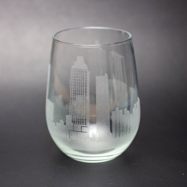 Atlanta Skyline Stemless Wine Glasses Etsy