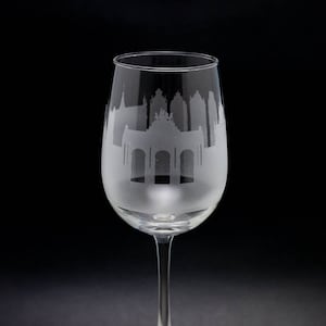 Verre à vin et gobelet sans pied Skyline de Bruxelles, Belgique - Personnalisation GRATUITE - Souvenir de voyageur urbain - Carte souvenir gravée d'un monument de la ville