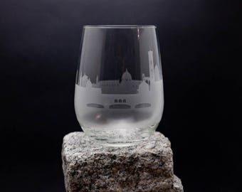 Florence Skyline Wine Glass & Stemless Goblet -  FREE Personalization - Urban Traveler Souvenir - Etched City Landmark Map Keepsake