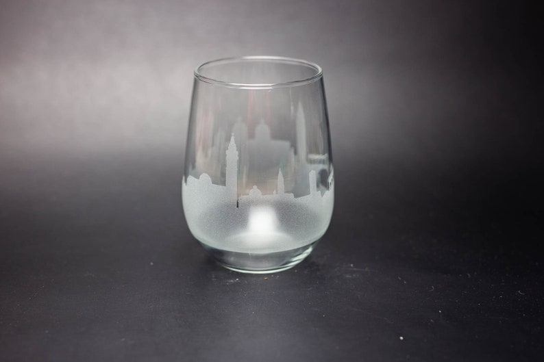 Venice Italy Skyline Wine Glass Tumbler & Stemless Wine Glass Etched Gift Custom Stemware Personalized Engraved Modern Cityscape image 3