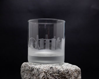 Singapur Skyline Custom Etched Old Fashioned Rocks Whisky Cocktailglas Barware Geschenk Personalisierte Stadtbild Tasse