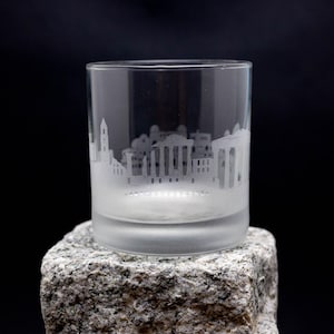 Athen Griechenland Skyline Cocktailglas - KOSTENLOSE Anpassung - Whisky-Liebhaber Geschenk - Urban Traveller Souvenir - Map Barware - Rocks Glass