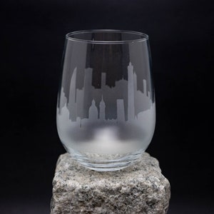 Bologna Italy Skyline Wine Glass Tumbler & Stemless Wine Glass Etched Gift - Custom Stemware - Personalized Engraved Modern Cityscape