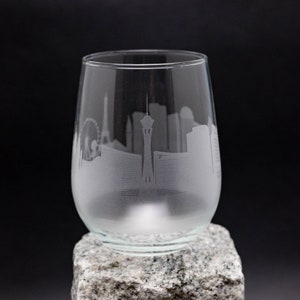 Verre à vin et gobelet sans pied Las Vegas Nevada - Personnalisation GRATUITE - Souvenir de voyageur urbain - Carte souvenir gravée d'un monument de la ville