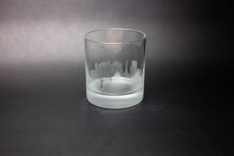 Dublin Ireland Skyline Custom Etched Old Fashioned Rocks Whiskey Cocktail Glass Barware Gift Personalized Engraved Cityscape Cup image 2