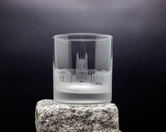 Columbia Missouri Skyline Cocktail Glass - FREE Customization - Whiskey Lover Gift - Urban Traveler Souvenir - Map Barware - Rocks Glass