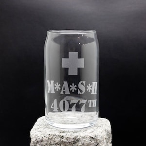 M*A*S*H 4077th Glass Can - Iced Coffee Cup - Home Coffee Bar Essential Map