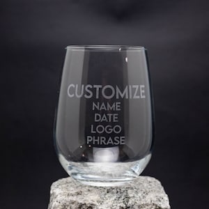 Customization Etched Gift Personalized Engraved Modern Barware Gift add on for skyline glassware please read listing description image 1