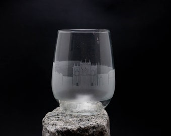 Granada Spain Skyline Wine Glass Tumbler & Stemless Wine Glass Etched Gift - Custom Stemware - Personalized Engraved Modern Cityscape