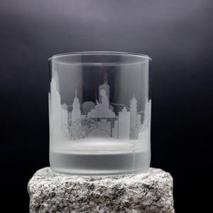 Hong Kong China Skyline Cocktail Glass - FREE Customization - Whiskey Lover Gift - Urban Traveler Souvenir - Map Barware - Rocks Glass