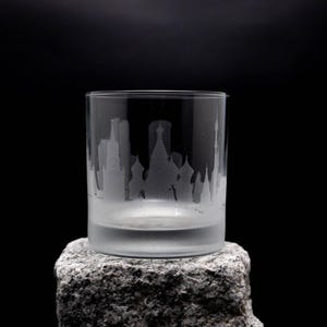 Moscow Russia Skyline Cocktail Glass - FREE Customization - Whiskey Lover Gift - Urban Traveler Souvenir - Map Barware - Rocks Glass