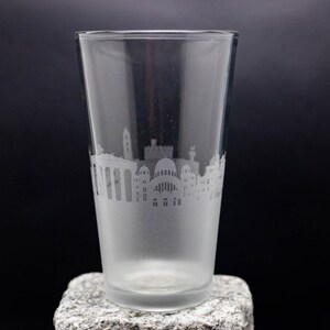 Athen Griechenland Skyline Bier Pint Glas Custom - FREE Personalisierung Home Bar Reiseandenken - geätzte Stadtkarte Trinkbecher