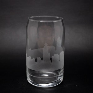 Raleigh North Carolina Skyline Glass Can - Iced Coffee Cup - Home Coffee Bar Essential  - Custom Panoramic City Design Map