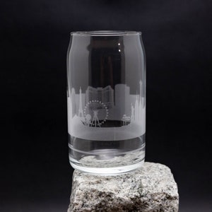 Canette en verre Las Vegas Nevada Skyline - Tasse à café glacée - Essentiel pour le café du bar - Personnalisation GRATUITE - Souvenir de carte d'un monument urbain