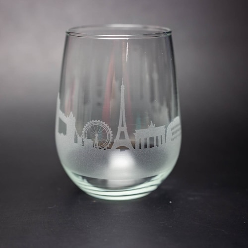 Paris Skyline Wine Glass and Stemless Wine Glass Etched Gift Etsy