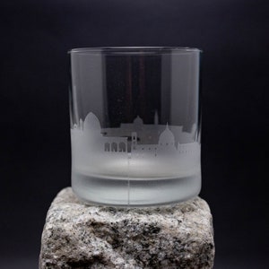Florence Italy Skyline Custom Etched Old Fashioned Rocks Whiskey Cocktail Glass Barware Gift Personalized Engraved Cityscape Cup image 1
