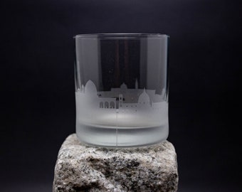 Florence Italy Skyline Custom Etched Old Fashioned Rocks Whiskey Cocktail Glass Barware Gift Personalized Engraved Cityscape Cup