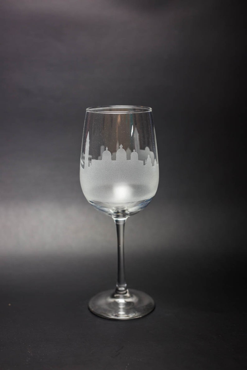 Venice Italy Skyline Wine Glass Tumbler & Stemless Wine Glass Etched Gift Custom Stemware Personalized Engraved Modern Cityscape image 5