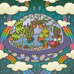 Alien Plant Pals - 10X10 - Alien Illustration - Plant Art - Cute Wall Art