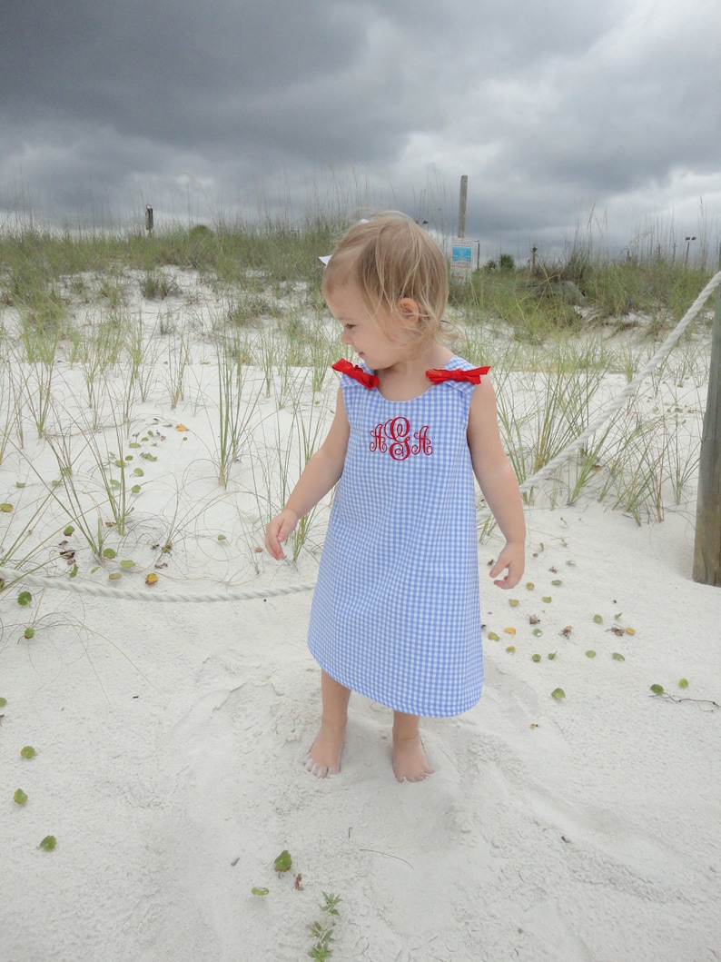 Monogrammed Baby dress Girls beach dress toddler clothes 4th of July outfit baby girl summer baby girl outfits personalized girl clothes