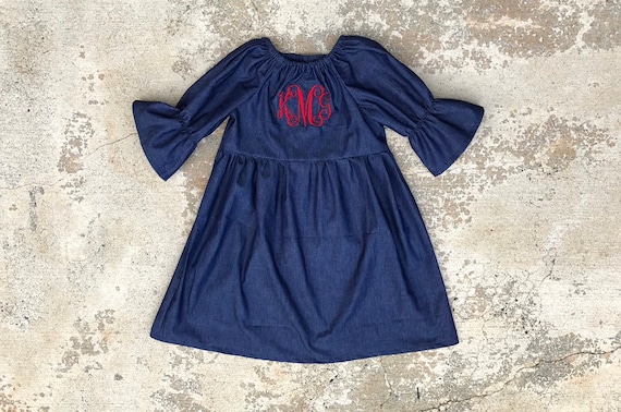 red girl denim dress