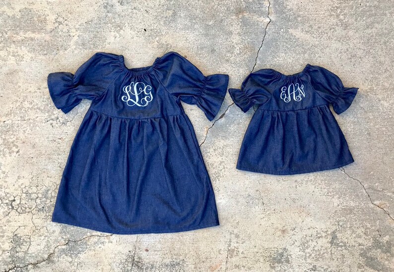 Matching Sister Denim Dresses Big Little Sister Outfits Etsy