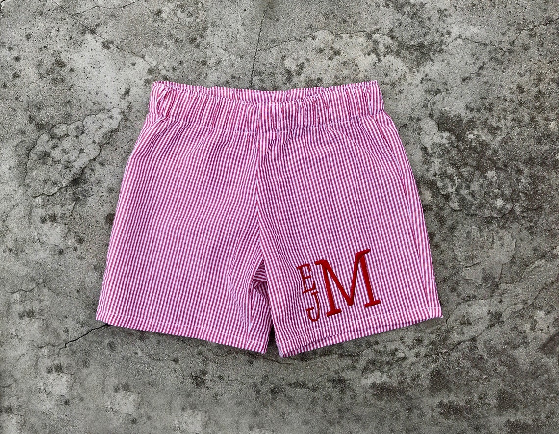 Monogram Boy Clothes Toddler Boy Shorts Seersucker Shorts Etsy