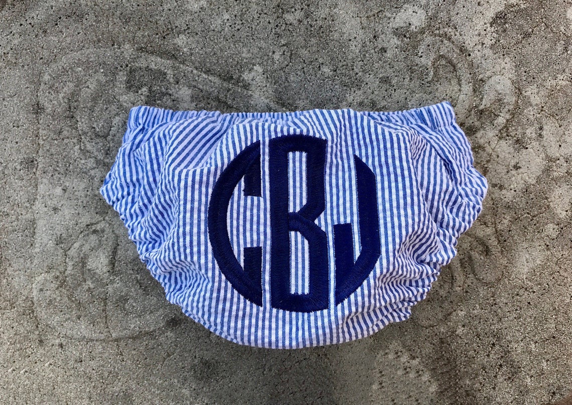 Monogram Baby Boy Clothes Navy Blue Diaper Cover Seersucker Etsy
