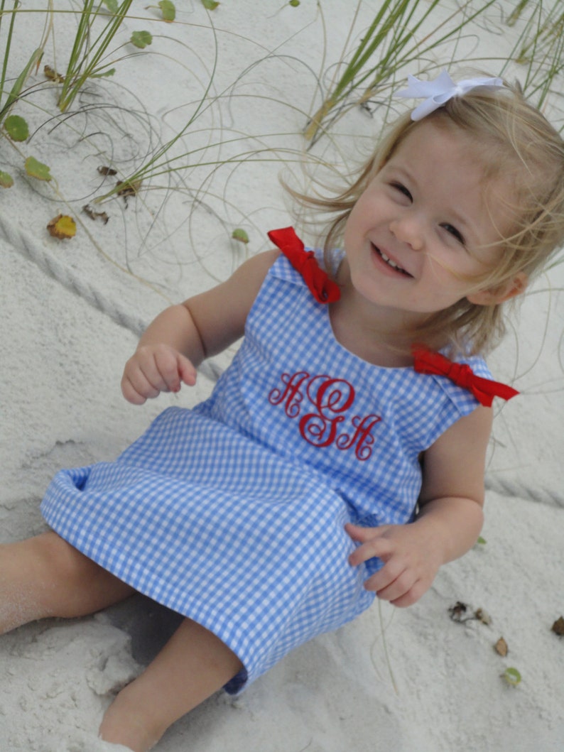 Monogrammed Baby dress Girls beach dress toddler clothes 4th of July outfit baby girl summer baby girl outfits personalized girl clothes