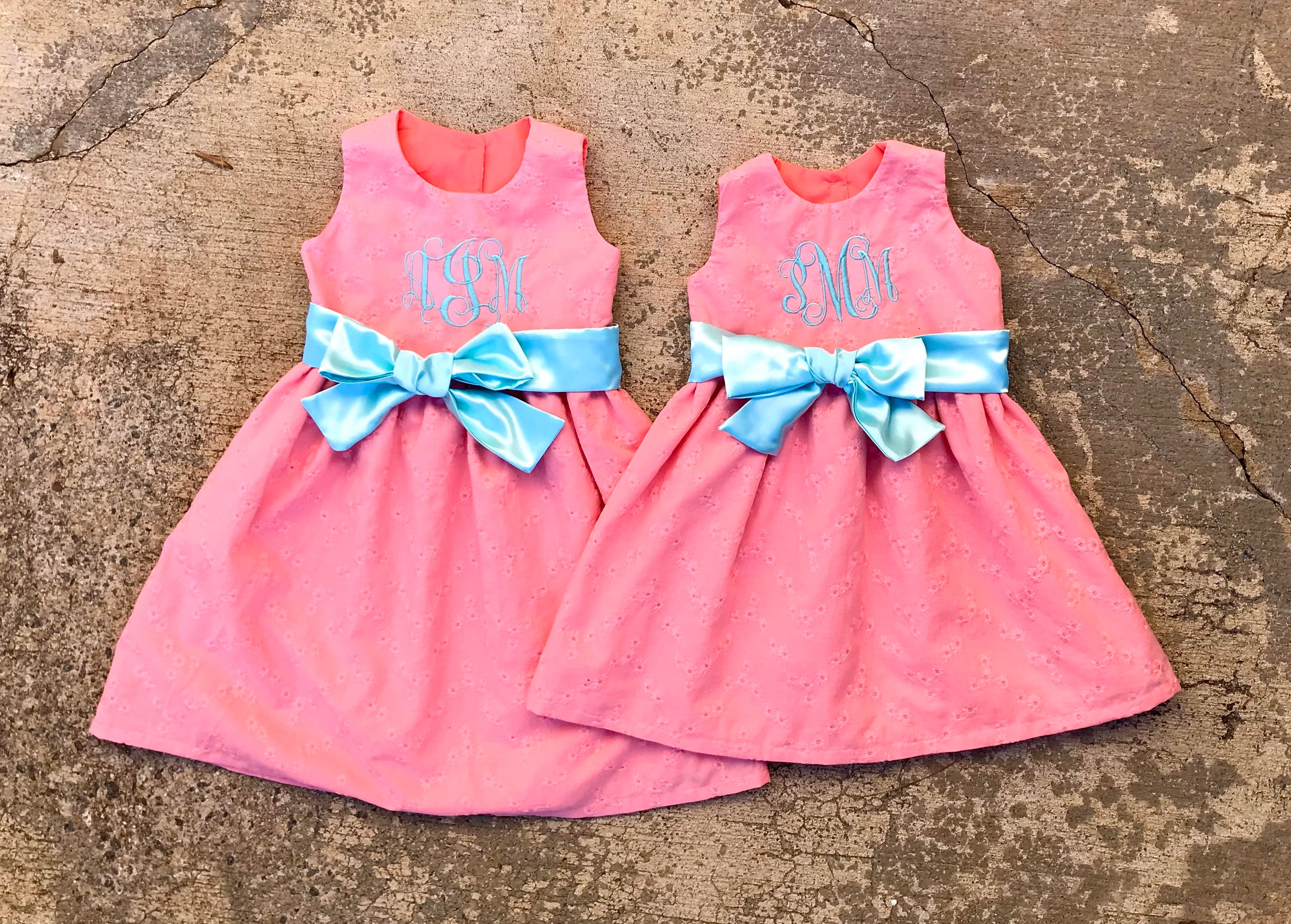 Girls Coral Easter Dresses Matching 