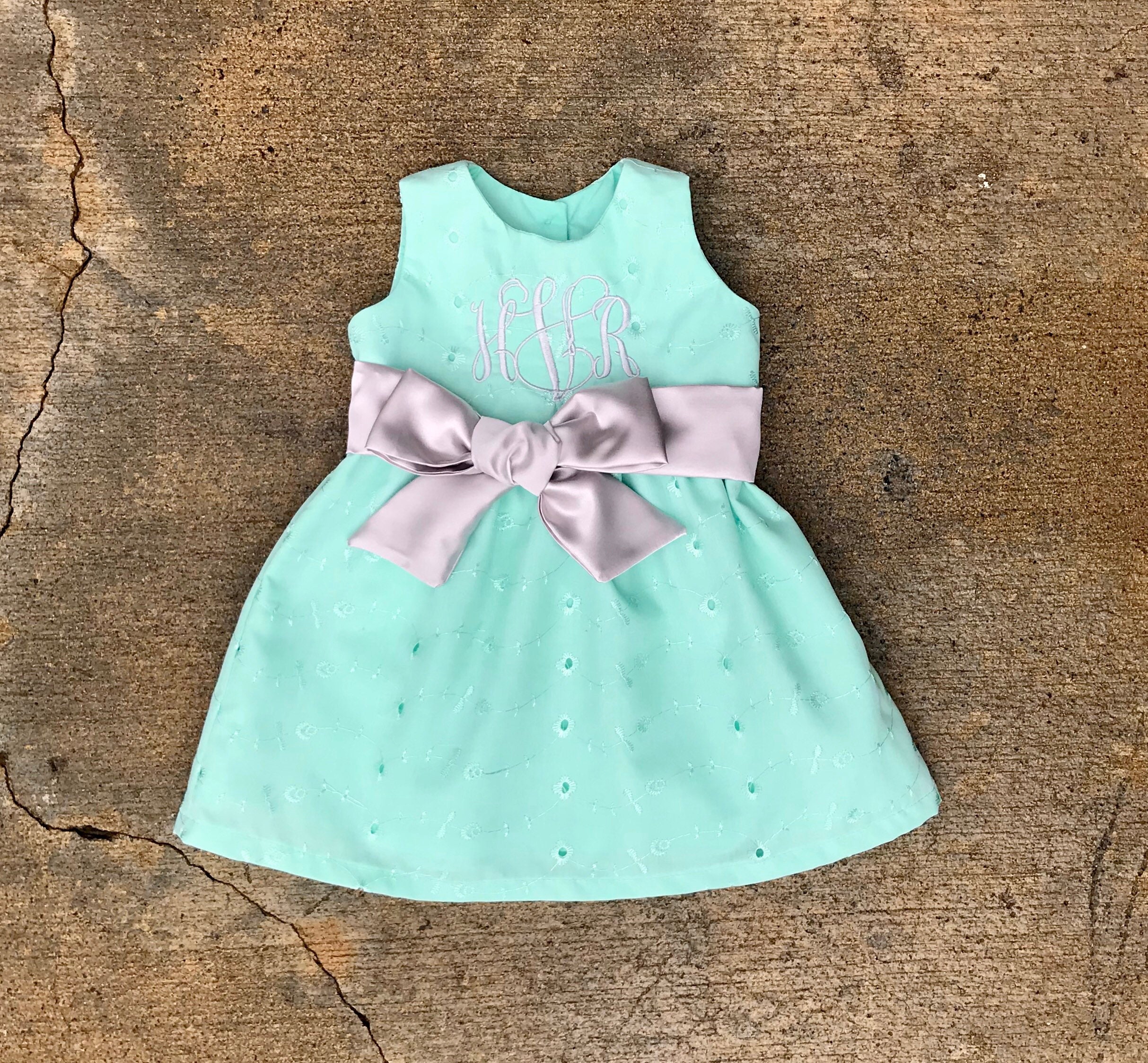 Girls Mint Green Easter Dress Gray ...