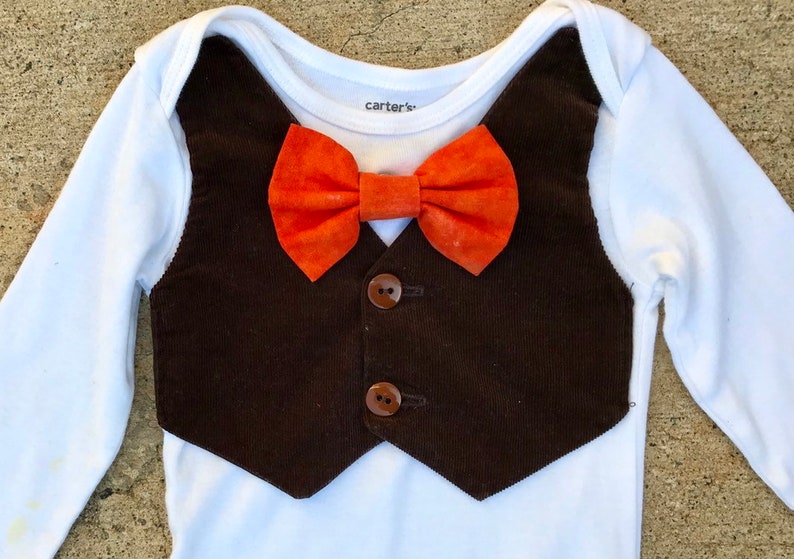 baby boy orange bow tie corduroy vest girls monogram brown dress Brother Sister Matching thanksgiving outfits orange and brown fall outfit